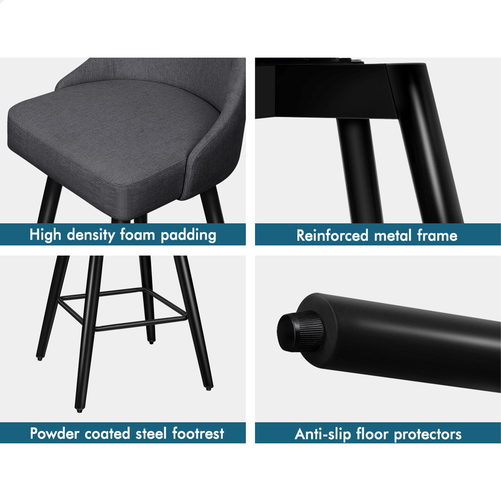 ALFORDSON Metal Bar Stools Megan Kitchen Counter Swivel Dining Chair x2/x4 - Picture 21 of 47