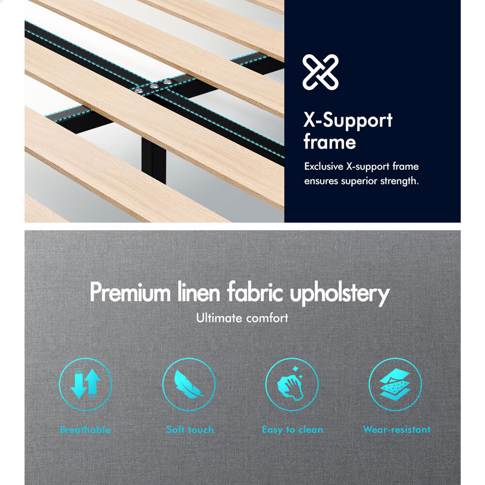 ALFORDSON Bed Frame Queen Double King Single Base Wooden Slats Leather Fabric - Picture 91 of 301