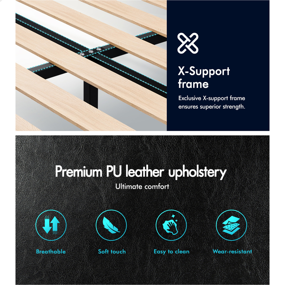 ALFORDSON Bed Frame Queen Double King Single Base Wooden Slats Leather Fabric - Picture 163 of 301