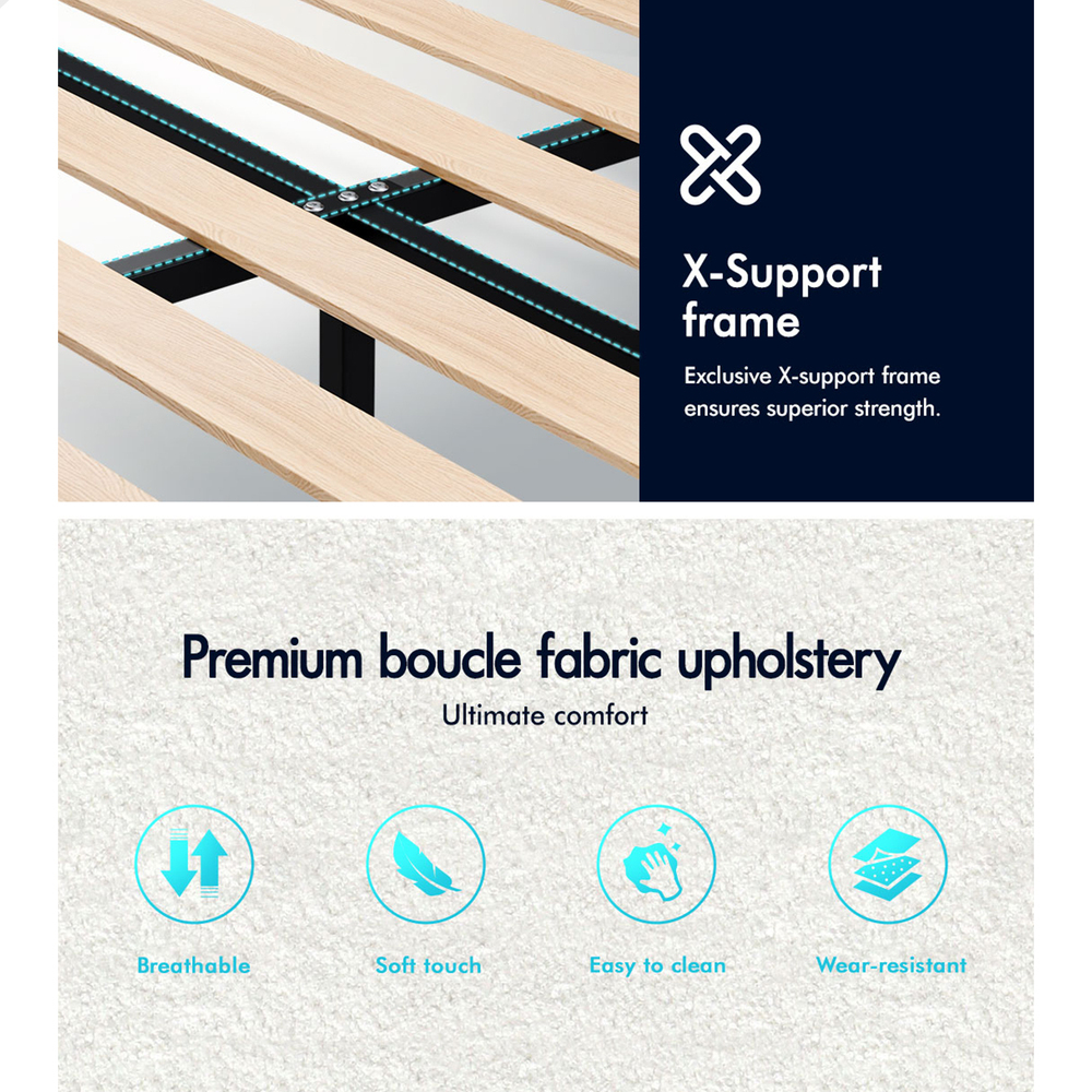 ALFORDSON Bed Frame Queen Double King Single Base Wooden Slats Leather Fabric - Picture 127 of 301