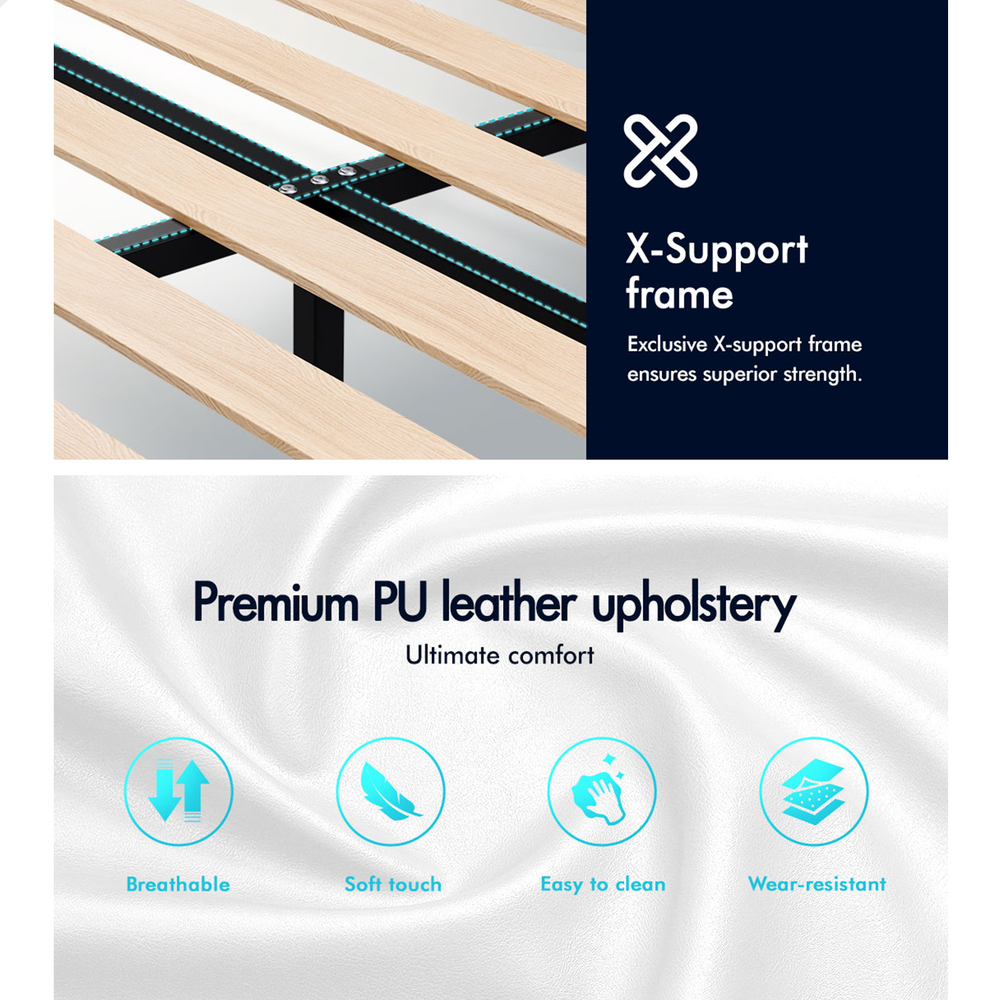 ALFORDSON Bed Frame Queen Double King Single Base Wooden Slats Leather Fabric - Picture 235 of 301