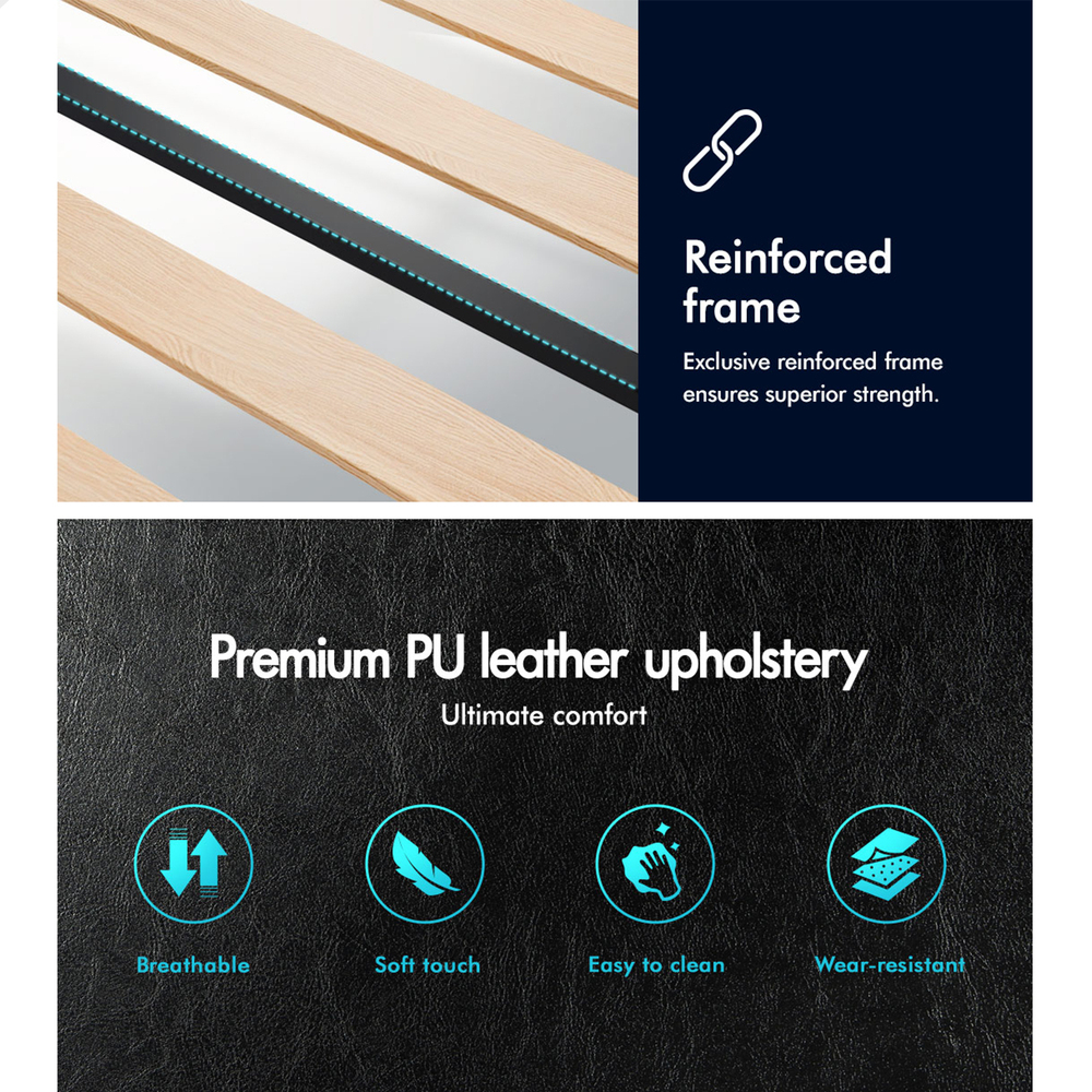 ALFORDSON Bed Frame Queen Double King Single Base Wooden Slats Leather Fabric - Picture 283 of 301