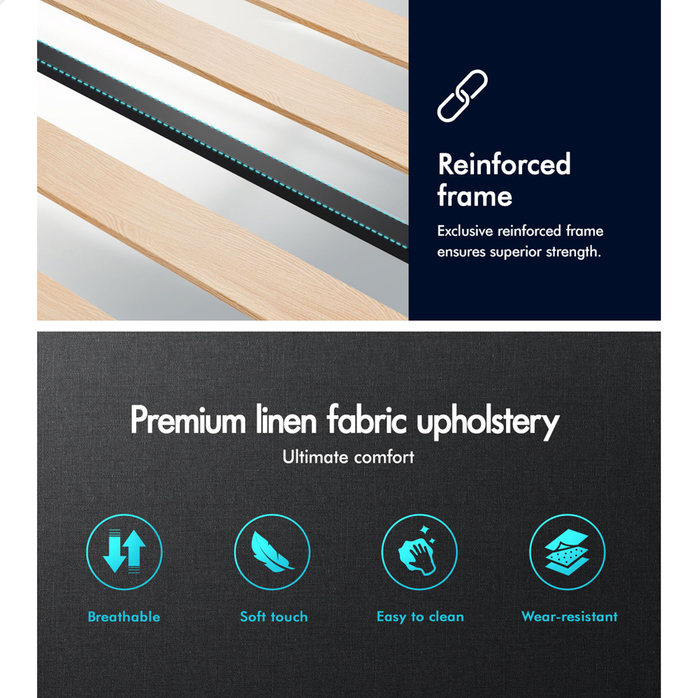 ALFORDSON Bed Frame Queen Double King Single Base Wooden Slats Leather Fabric - Picture 259 of 301