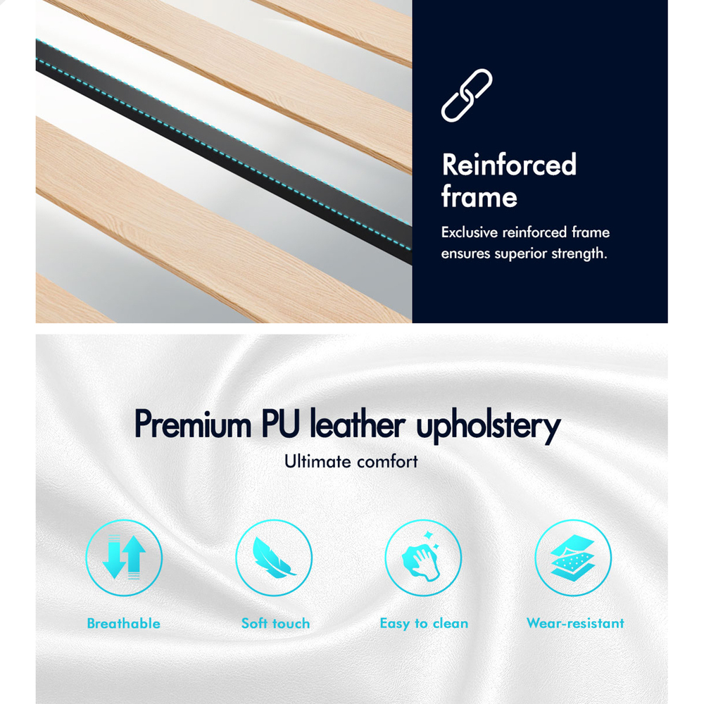 ALFORDSON Bed Frame Queen Double King Single Base Wooden Slats Leather Fabric - Picture 295 of 301