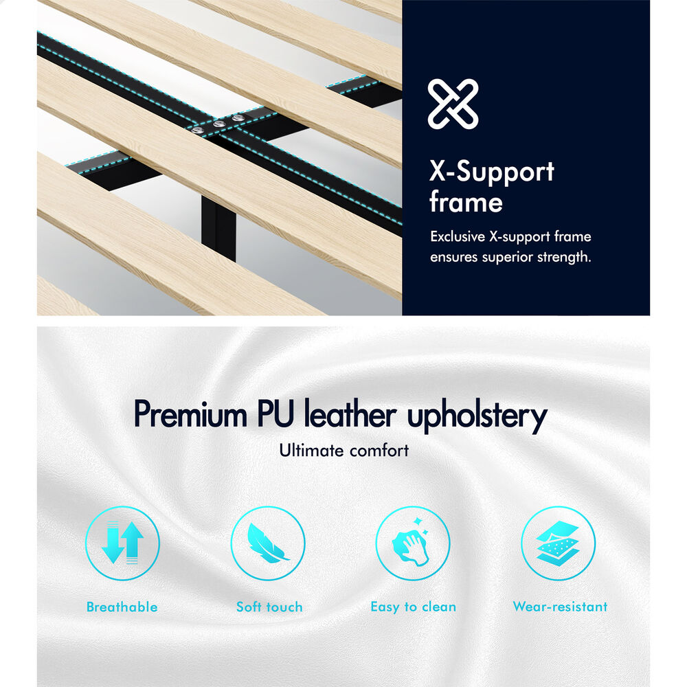 ALFORDSON Bed Frame Queen Double King Single Mattress Base Leather Fabric - Picture 47 of 245