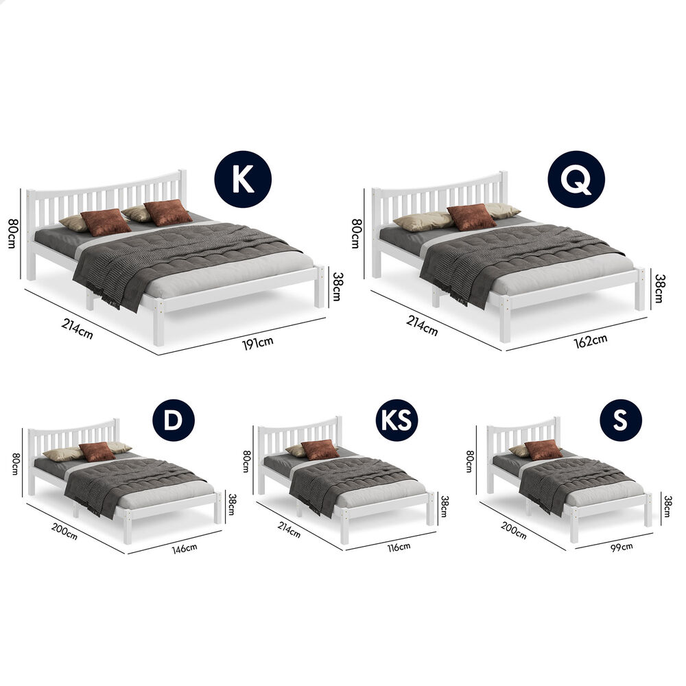 ALFORDSON Bed Frame Queen Double King Single Size Wooden Mattress Base White/Oak - Picture 462 of 864