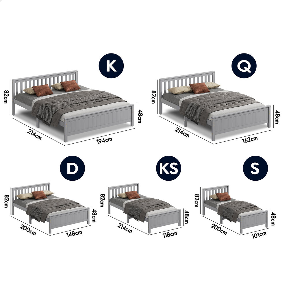 ALFORDSON Bed Frame Queen Double King Single Size Wooden Mattress Base White/Oak - Picture 786 of 864