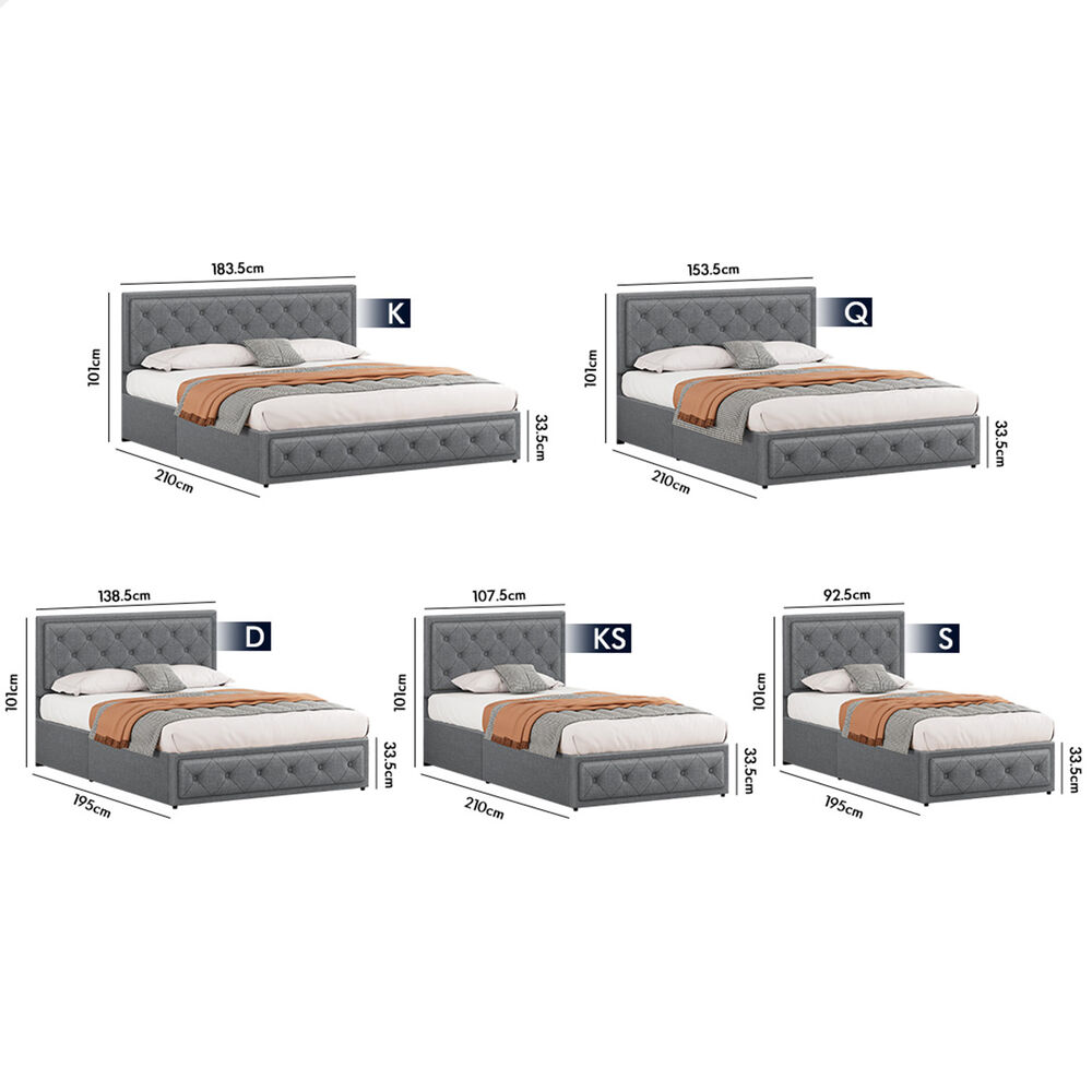 ALFORDSON Bed Frame Double Queen King RGB LED Gas Lift Storage Base Leather - Picture 500 of 1,903