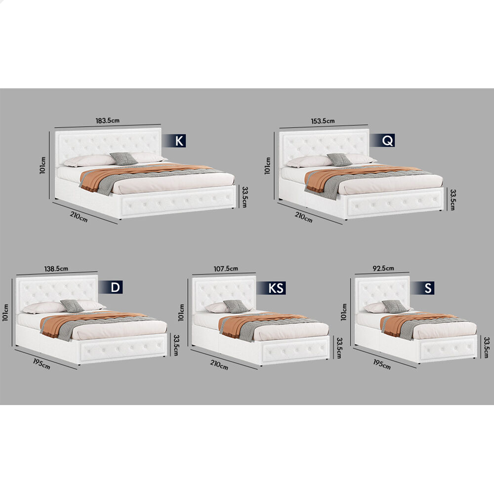 ALFORDSON Bed Frame Double Queen King RGB LED Gas Lift Storage Base Leather - Picture 1,874 of 1,903