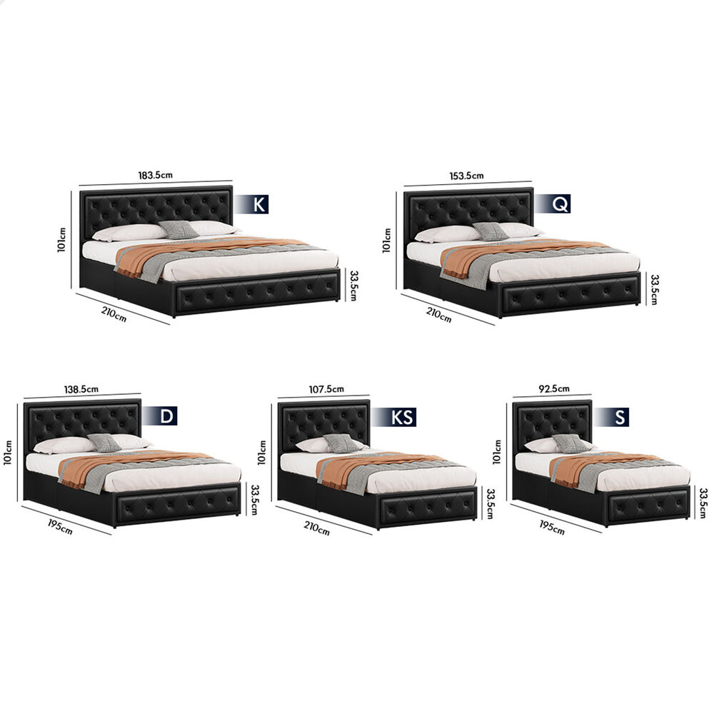 ALFORDSON Bed Frame Double Queen King RGB LED Gas Lift Storage Base Leather - Picture 632 of 1,903