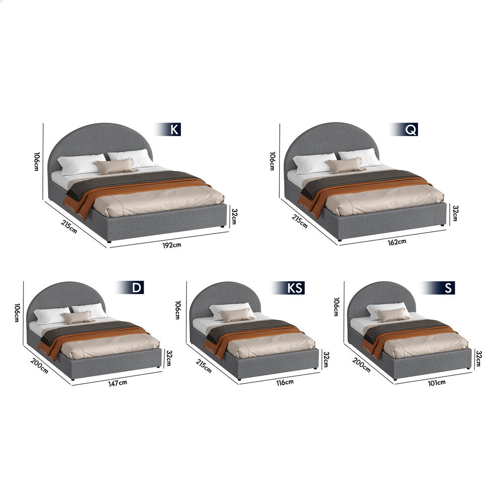 ALFORDSON Bed Frame Queen Double King Single Gas Lift-up Storage Leather Boucle - Picture 167 of 239