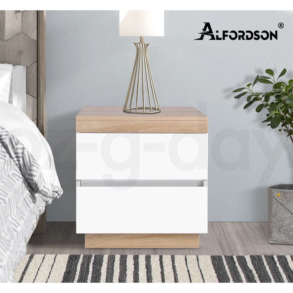 ALFORDSON Bedside Table RGB LED Nightstand 1/2/3 Drawers Side Table Storage - Picture 126 of 521