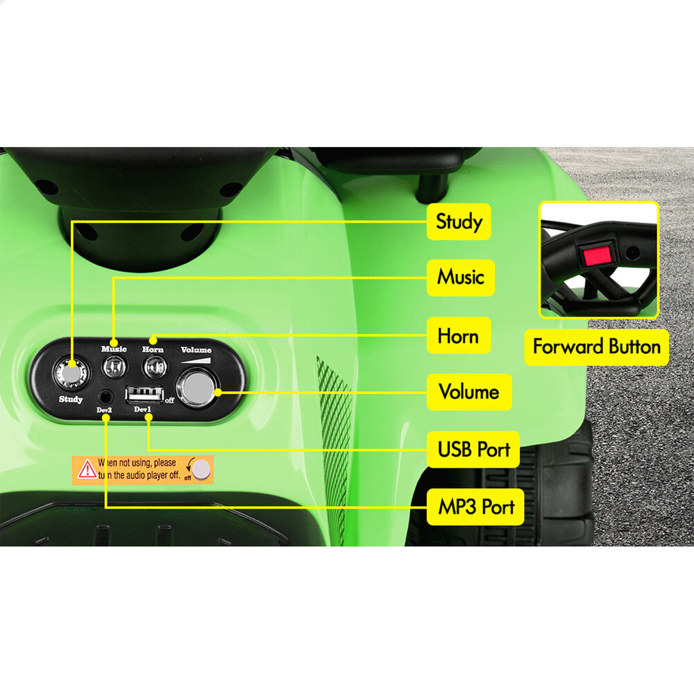 ALFORDSON Kids Ride On Car 6V Electric ATV Toy 25W Motor With USB MP3 LED Lights - Picture 19 of 49