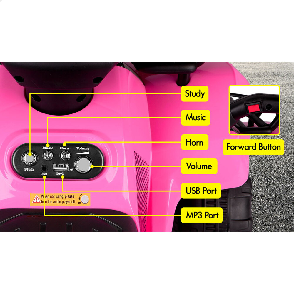 ALFORDSON Kids Ride On Car 6V Electric ATV Toy 25W Motor With USB MP3 LED Lights - Picture 31 of 49