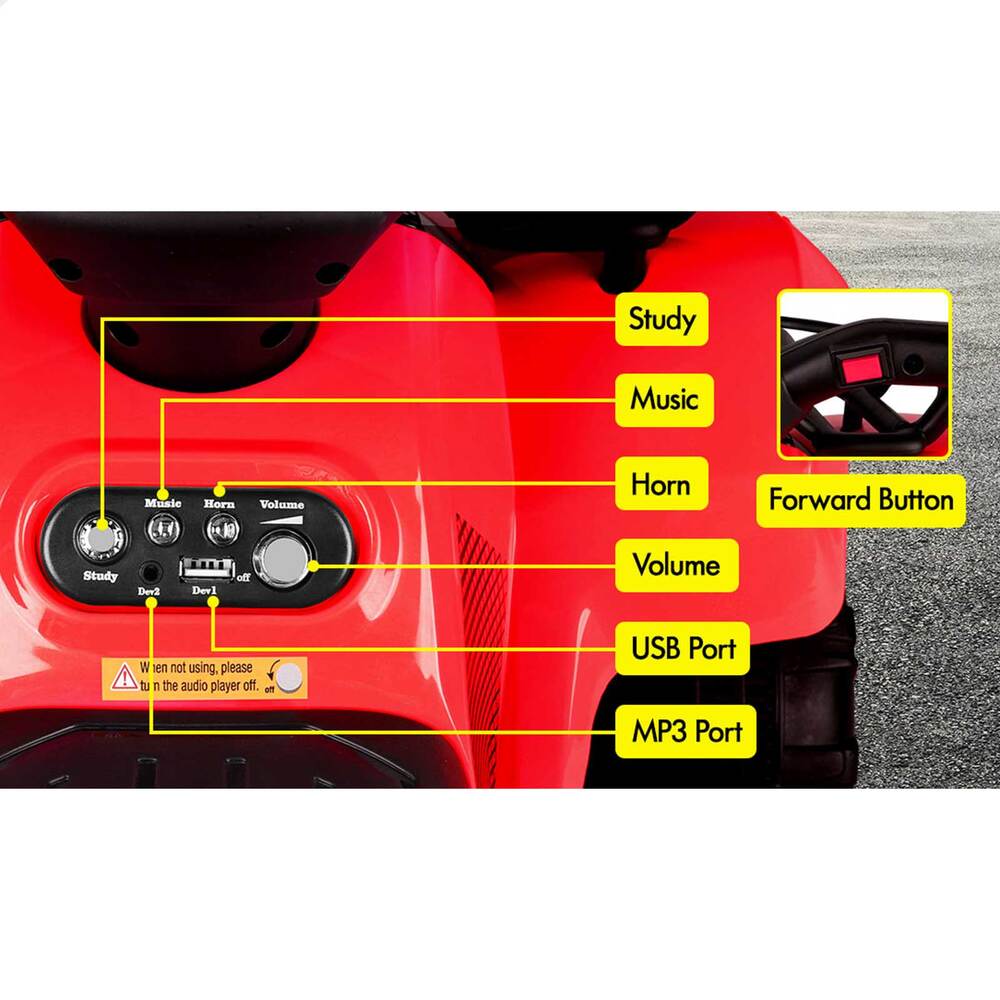 ALFORDSON Kids Ride On Car 6V Electric ATV Toy 25W Motor With USB MP3 LED Lights - Picture 43 of 49