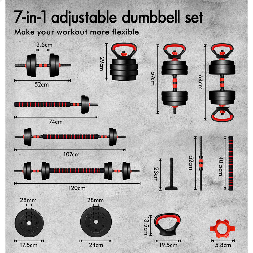 BLACK LORD 20kg 40kg Dumbbell Set Adjustable Barbell Kettlebell Home Gym Fitness - Picture 31 of 63