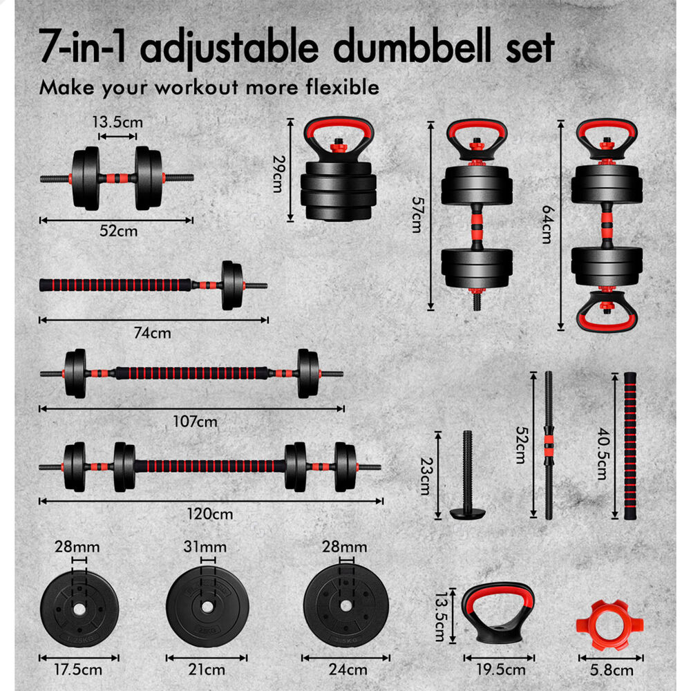 BLACK LORD 20kg 40kg Dumbbell Set Adjustable Barbell Kettlebell Home Gym Fitness - Picture 43 of 63
