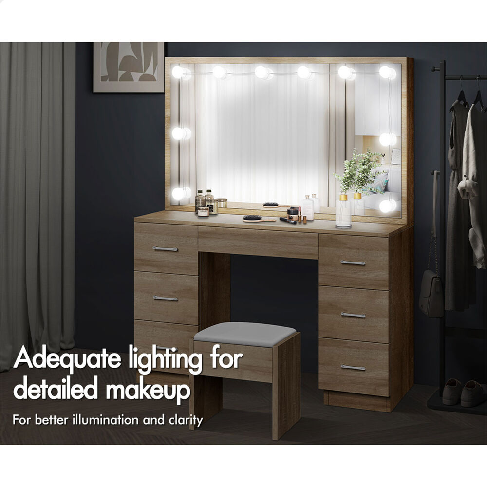 ALFORDSON Dressing Table Stool Set Makeup Mirror Storage Vanity Desk LED Bulbs - Picture 398 of 520