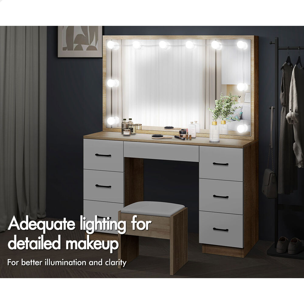 ALFORDSON Dressing Table Stool Set Makeup Mirror Storage Vanity Desk LED Bulbs - Picture 227 of 520