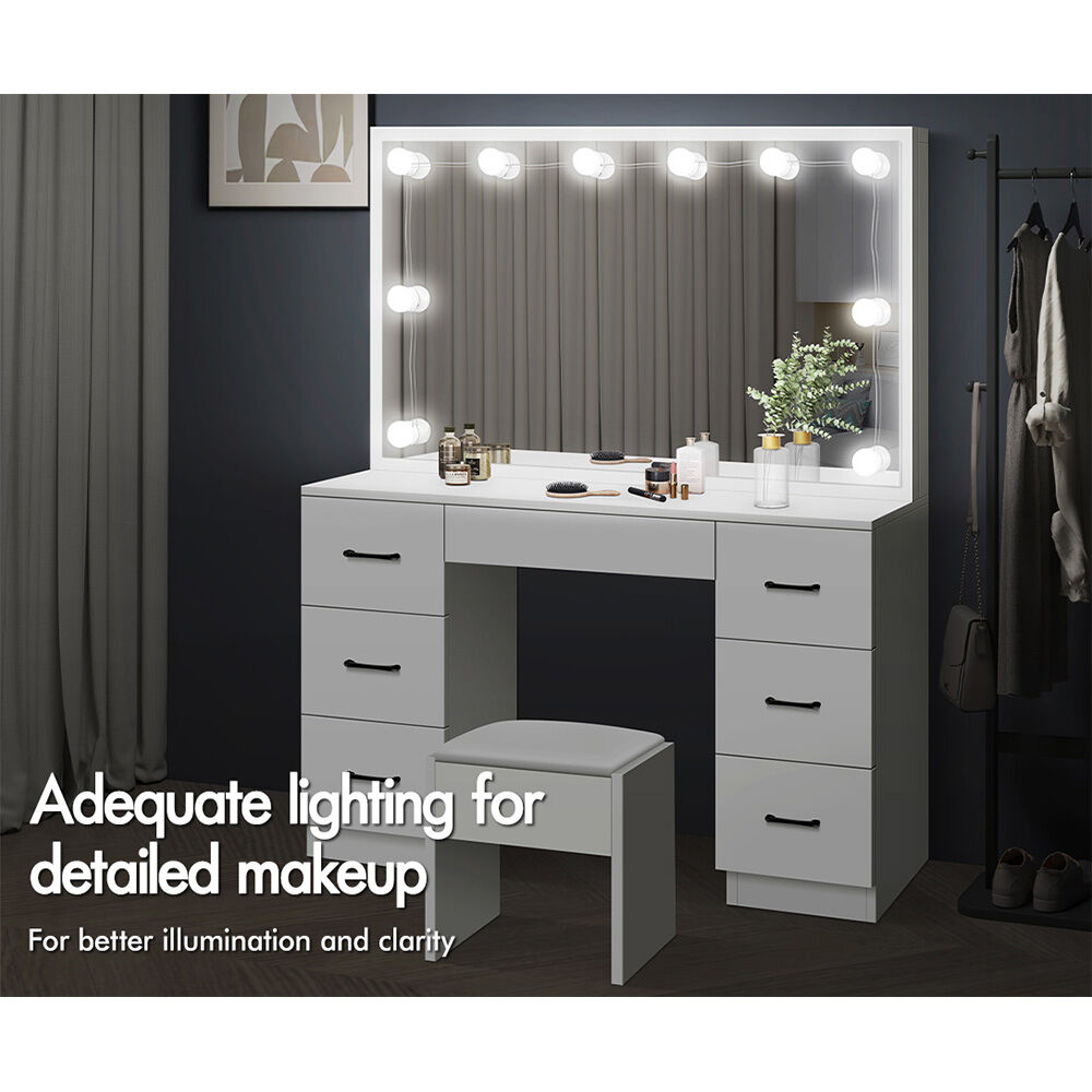 ALFORDSON Dressing Table Stool Set Makeup Mirror Storage Vanity Desk LED Bulbs - Picture 410 of 520