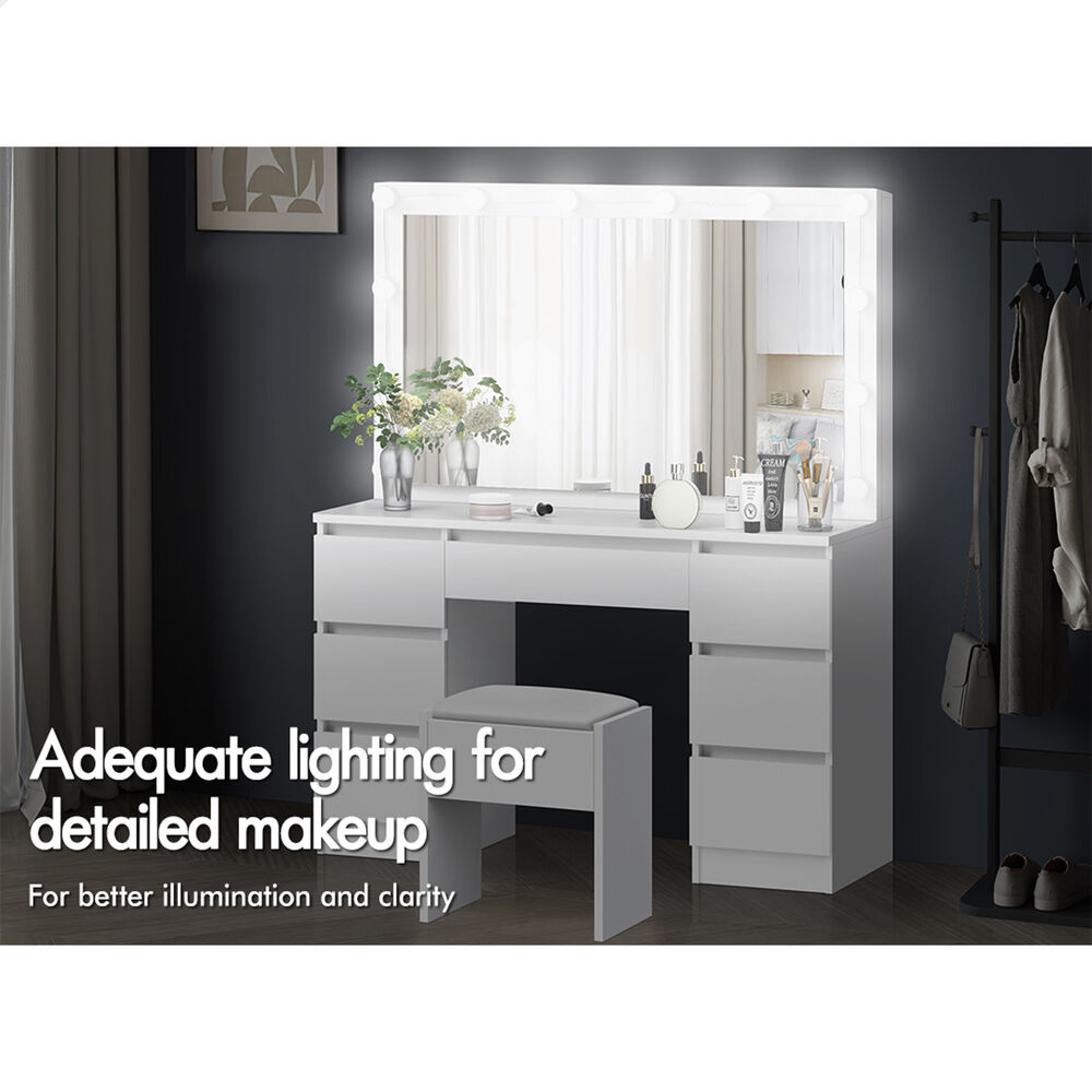 ALFORDSON Dressing Table Stool Set Makeup Mirror Storage Vanity Desk LED Bulbs - Picture 14 of 520