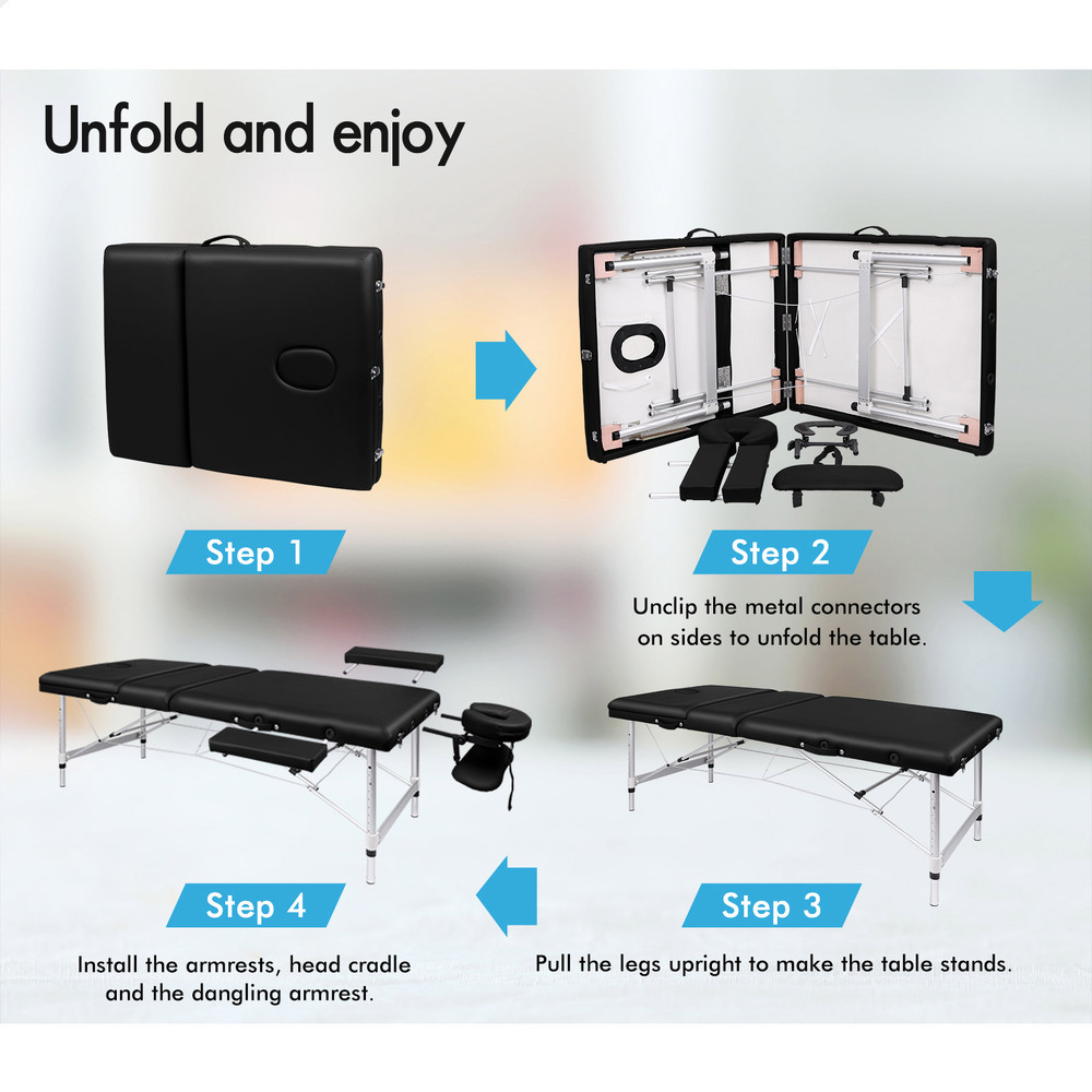 ALFORDSON Massage Table 3 Fold 65/75/85cm Foldable Portable Bed Aluminium Desk - Picture 114 of 168