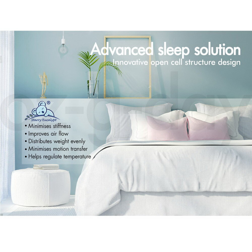 STARRY EUCALYPT Memory Foam Mattress Topper 7-Zone 5/8/10cm Gel Bamboo Fabric - Picture 43 of 194