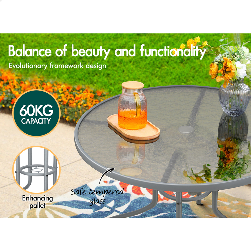 ALFORDSON Outdoor Furniture Patio Dining Table Garden Glass Black Grey Coffee - Picture 18 of 84