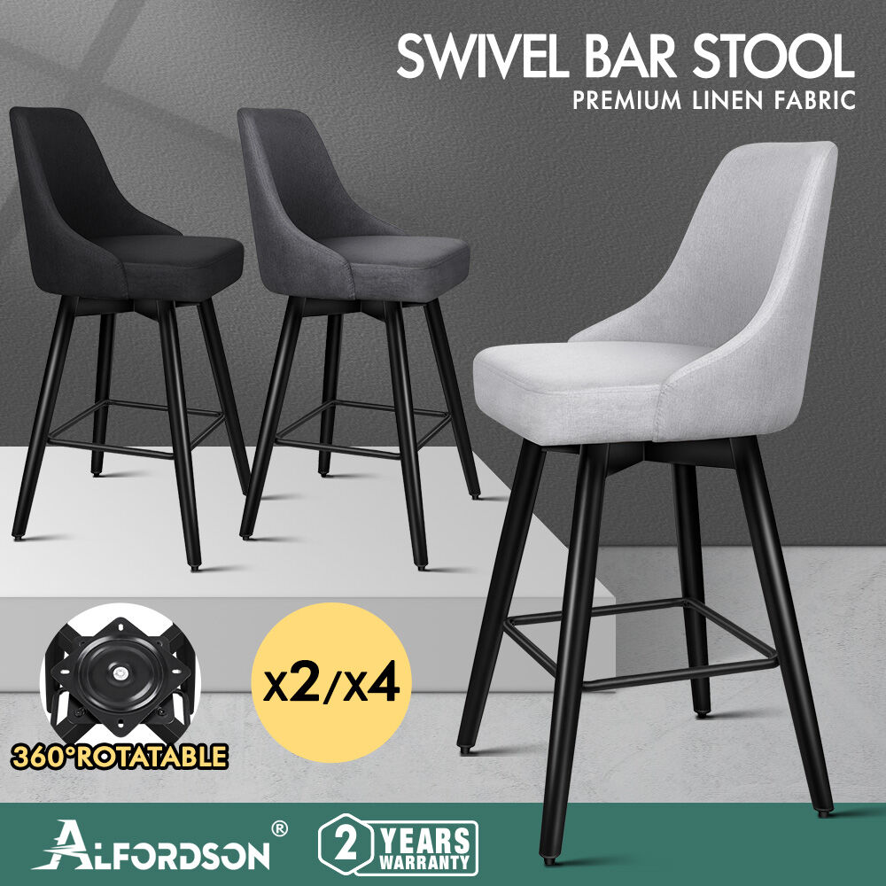 ALFORDSON Kitchen Bar Stools Wooden Swivel Leather Metal Dining Chair x2/x4 - Picture 15 of 1,020