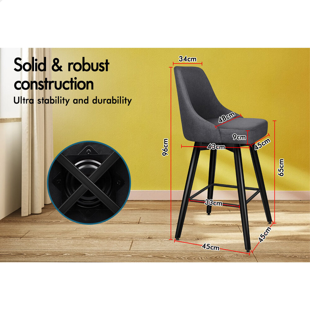 ALFORDSON Metal Bar Stools Megan Kitchen Counter Swivel Dining Chair x2/x4 - Picture 30 of 47