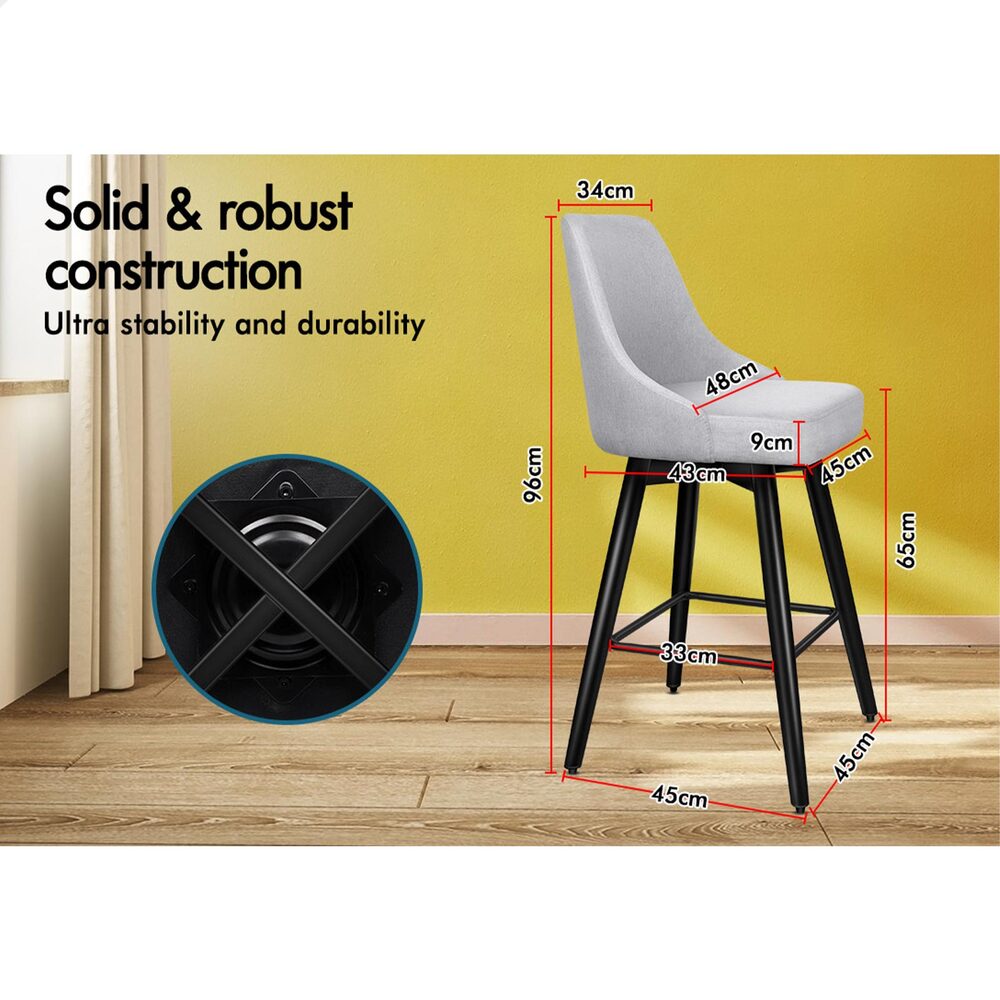 ALFORDSON Metal Bar Stools Megan Kitchen Counter Swivel Dining Chair x2/x4 - Picture 38 of 47