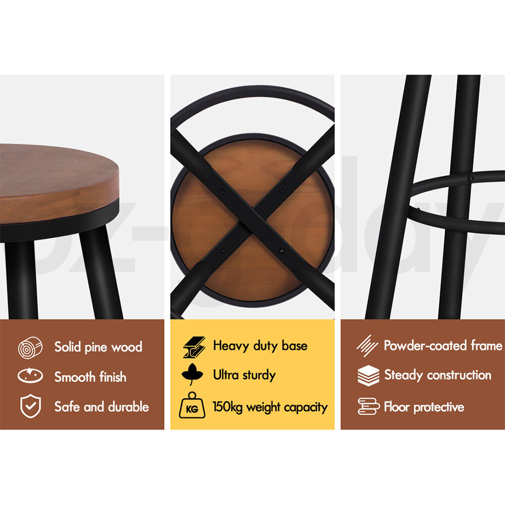 ALFORDSON Bar Stools Kitchen Wooden Swivel Leather Metal Dining Chair x2/x4 - Picture 9 of 94