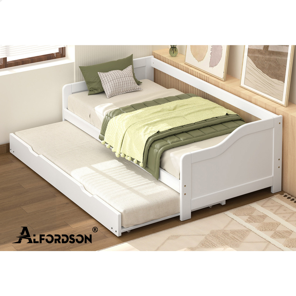 ALFORDSON Bed Frame Queen Double King Single Size Wooden Mattress Base White/Oak - Picture 811 of 864