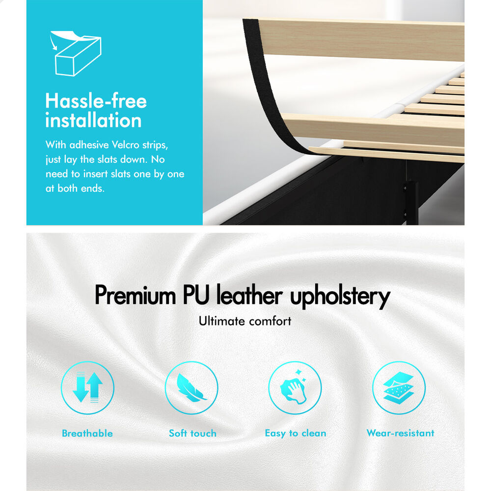 ALFORDSON Bed Frame Double Queen King RGB LED Gas Lift Storage Base Leather - Picture 984 of 1,903