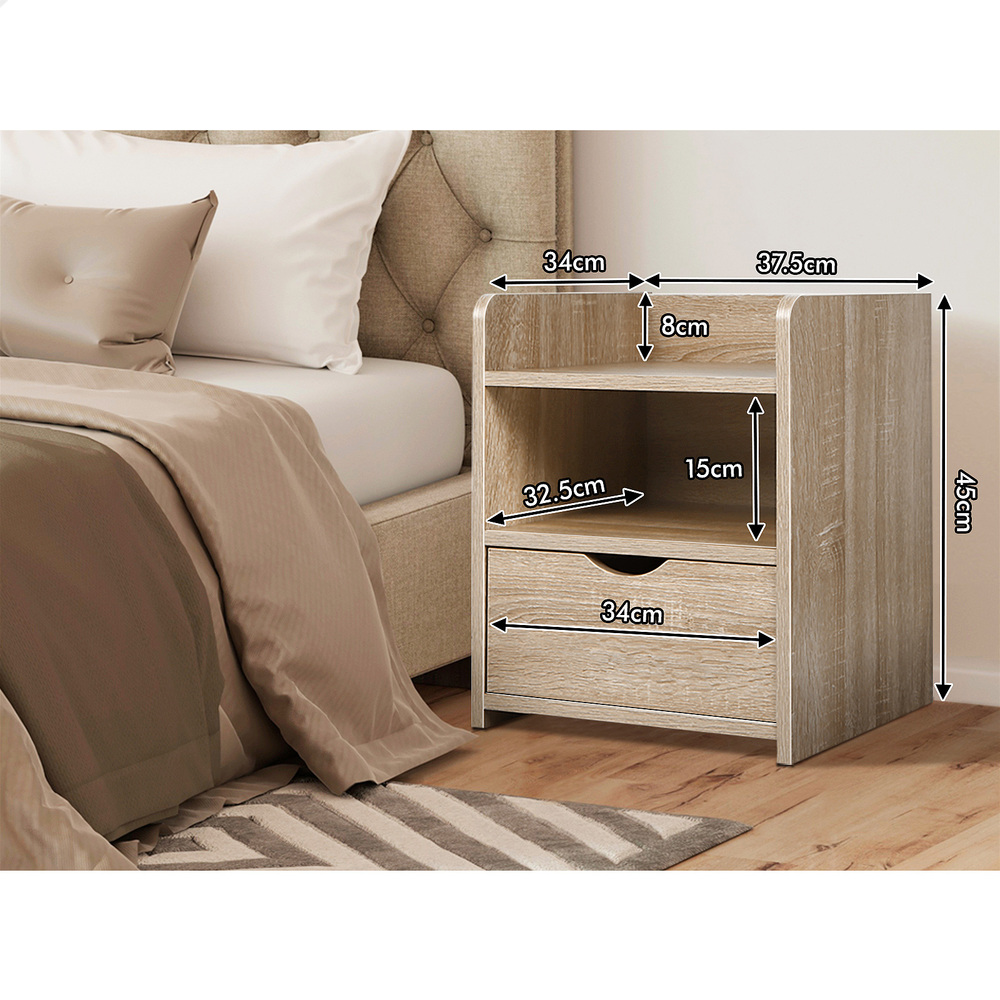 ALFORDSON Bedside Table RGB LED Nightstand 1/2/3 Drawers Side Table Storage - Picture 145 of 521