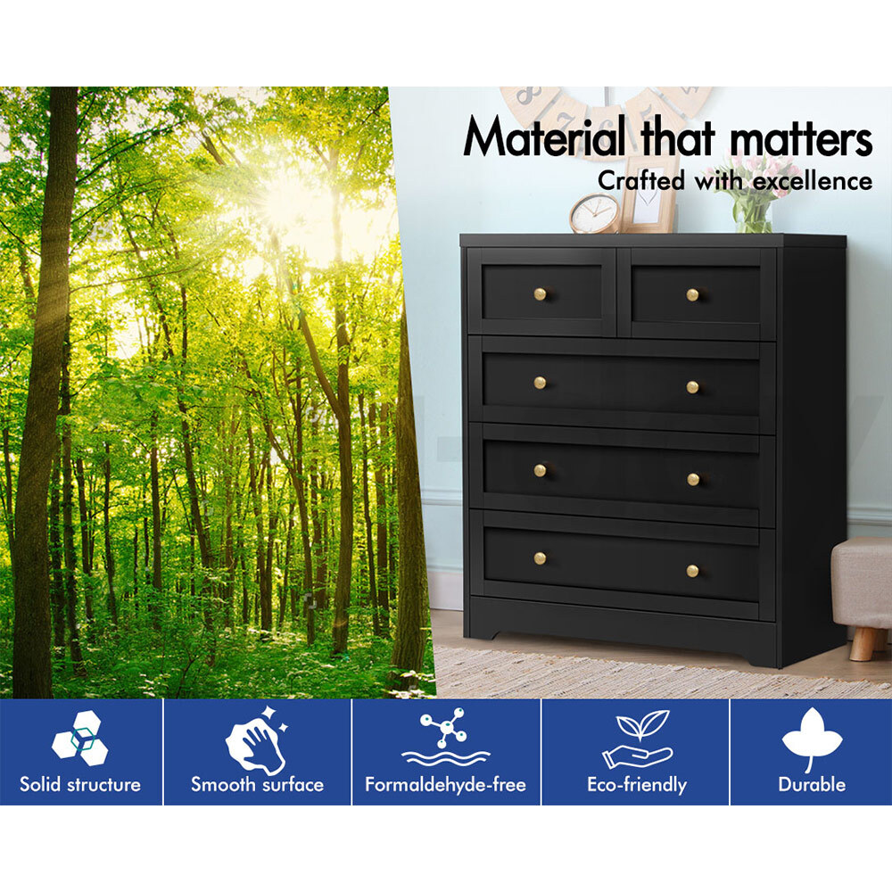 ALFORDSON 5 Chest of Drawers Hamptons Storage Cabinet Dresser Tallboy - Picture 17 of 34