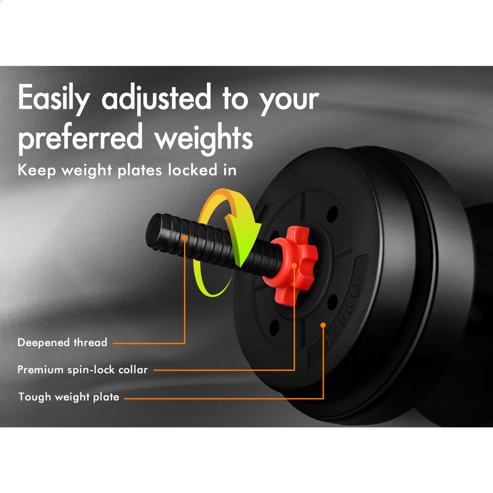 BLACK LORD 20kg 40kg Dumbbell Set Adjustable Barbell Kettlebell Home Gym Fitness - Picture 44 of 63