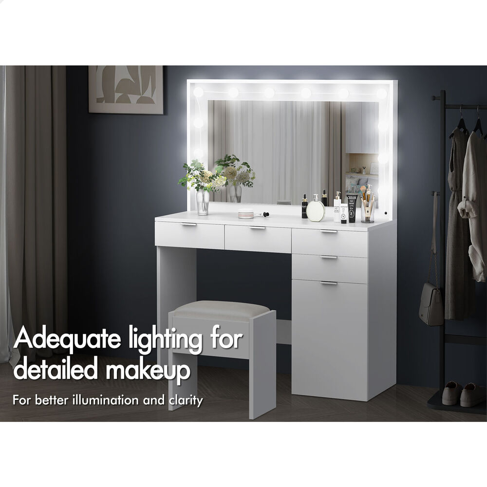 ALFORDSON Dressing Table Stool Set Makeup Mirror Storage Vanity Desk LED Bulbs - Picture 109 of 520