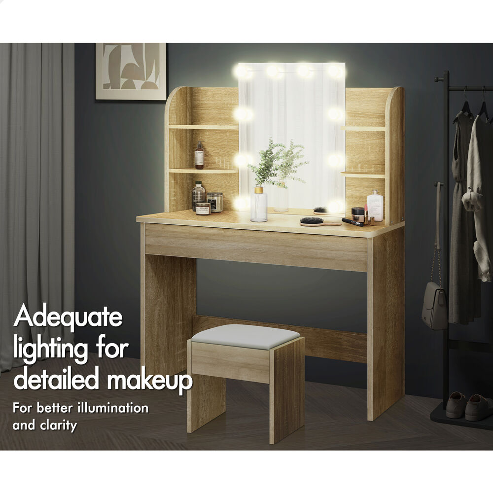 ALFORDSON Dressing Table Stool Set Makeup Mirror Storage Vanity Desk LED Bulbs - Picture 37 of 520