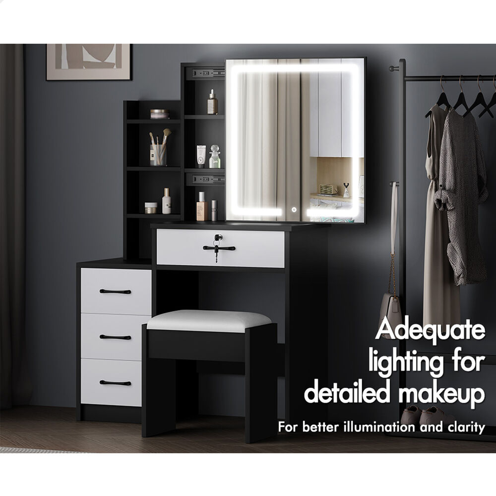 ALFORDSON Dressing Table Stool Set Makeup Mirror Vanity Desk Storage Cabinet - Picture 43 of 60
