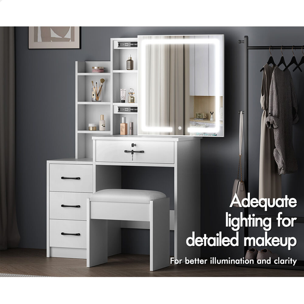 ALFORDSON Dressing Table Stool Set Makeup Mirror Vanity Desk Storage Cabinet - Picture 31 of 60