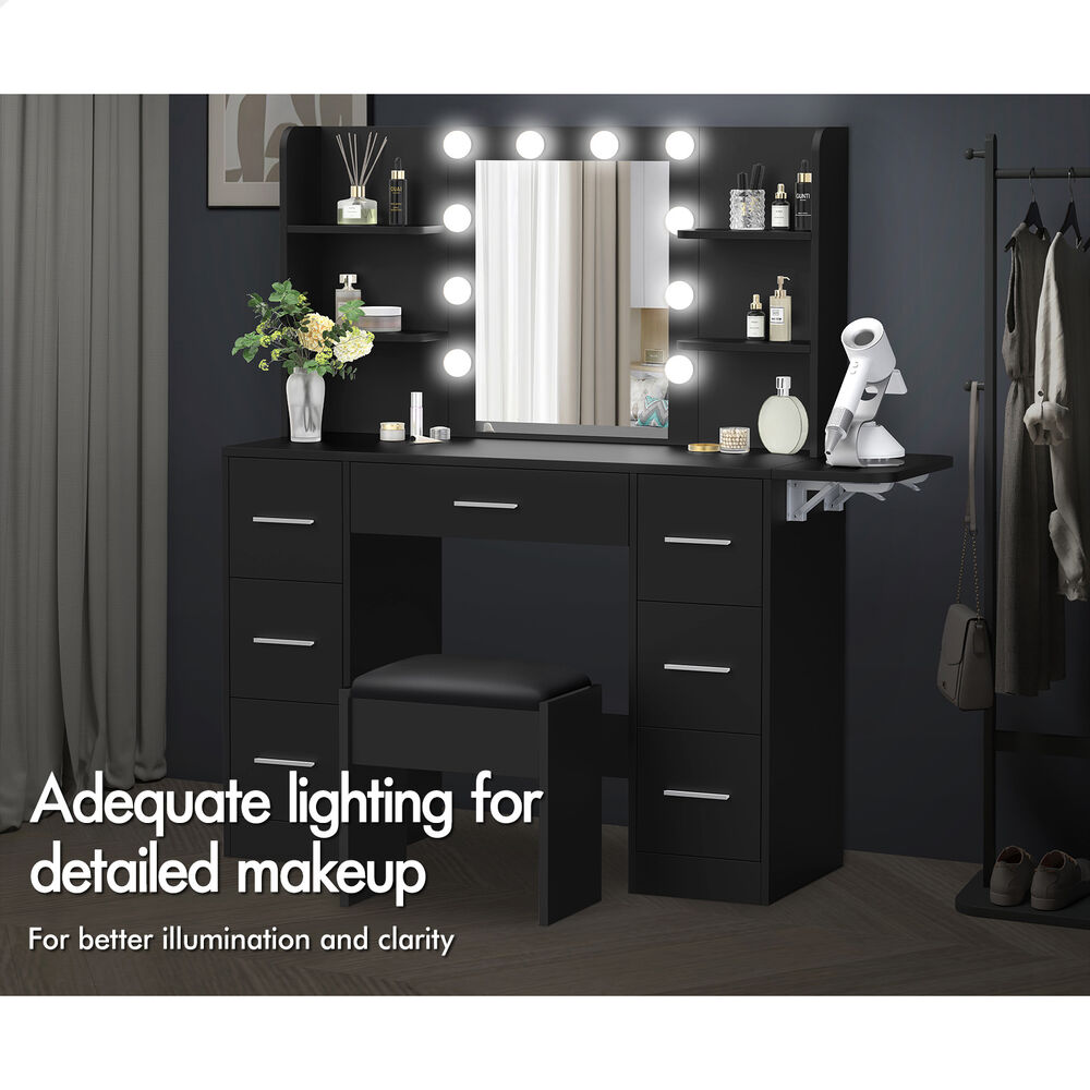 ALFORDSON Dressing Table Stool Set Makeup Mirror Storage Desk LED 10/12 Bulbs - Picture 554 of 671