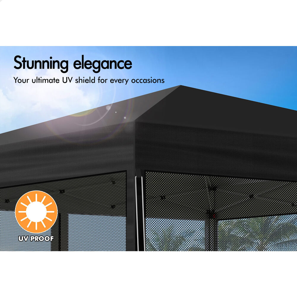 ALFORDSON Gazebo 3x3m Pop Up PE Mesh Marquee Outdoor Folding Tent Wedding Canopy - Picture 131 of 160