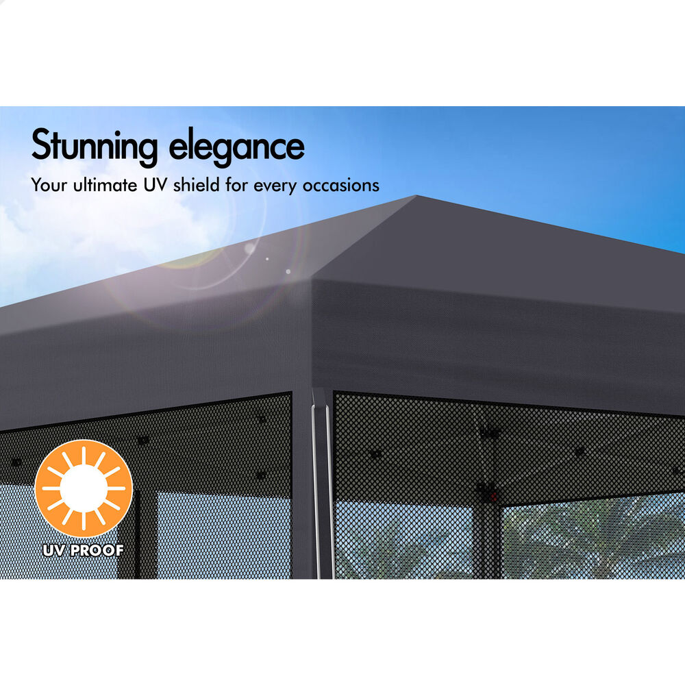 ALFORDSON Gazebo 3x3m Pop Up PE Mesh Marquee Outdoor Folding Tent Wedding Canopy - Picture 143 of 160