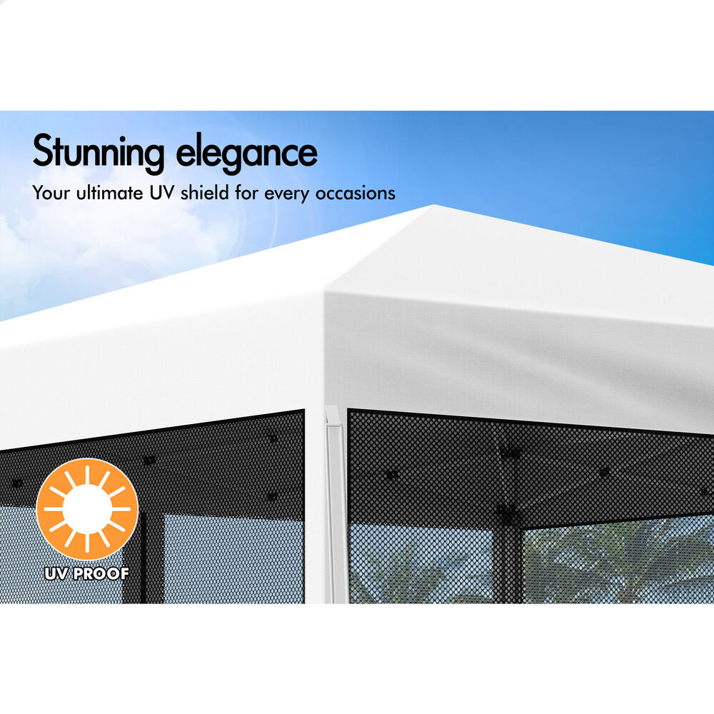 ALFORDSON Gazebo 3x3m Pop Up PE Mesh Marquee Outdoor Folding Tent Wedding Canopy - Picture 155 of 160