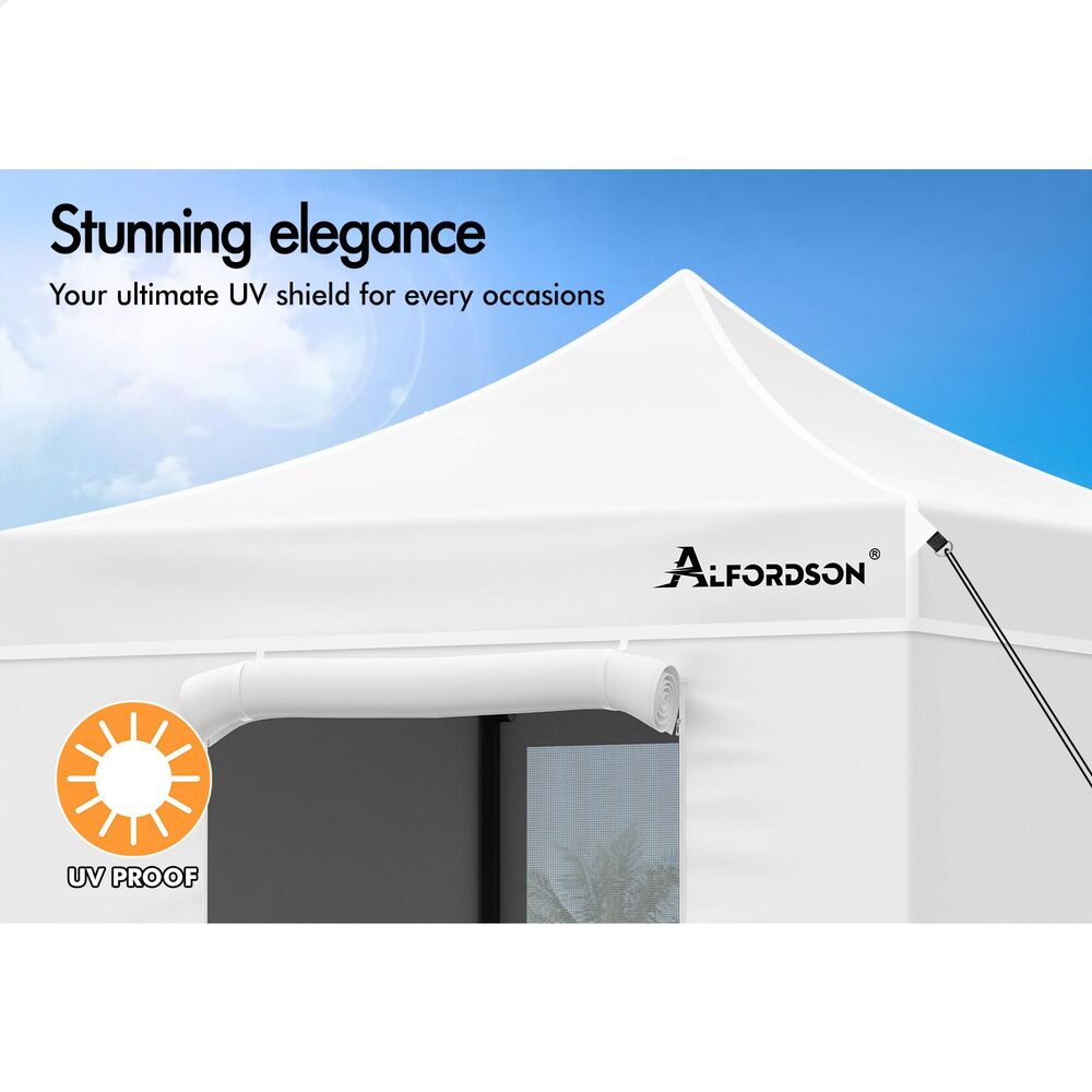 ALFORDSON Gazebo 3x3m Pop Up PE Mesh Marquee Outdoor Folding Tent Wedding Canopy - Picture 119 of 160
