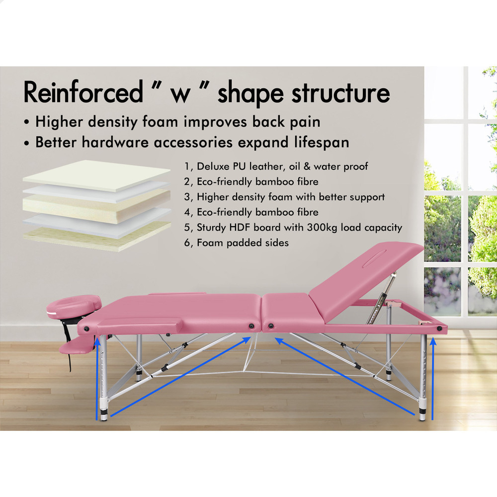 ALFORDSON Massage Table 3 Fold 65/75/85cm Foldable Portable Bed Aluminium Desk - Picture 103 of 168