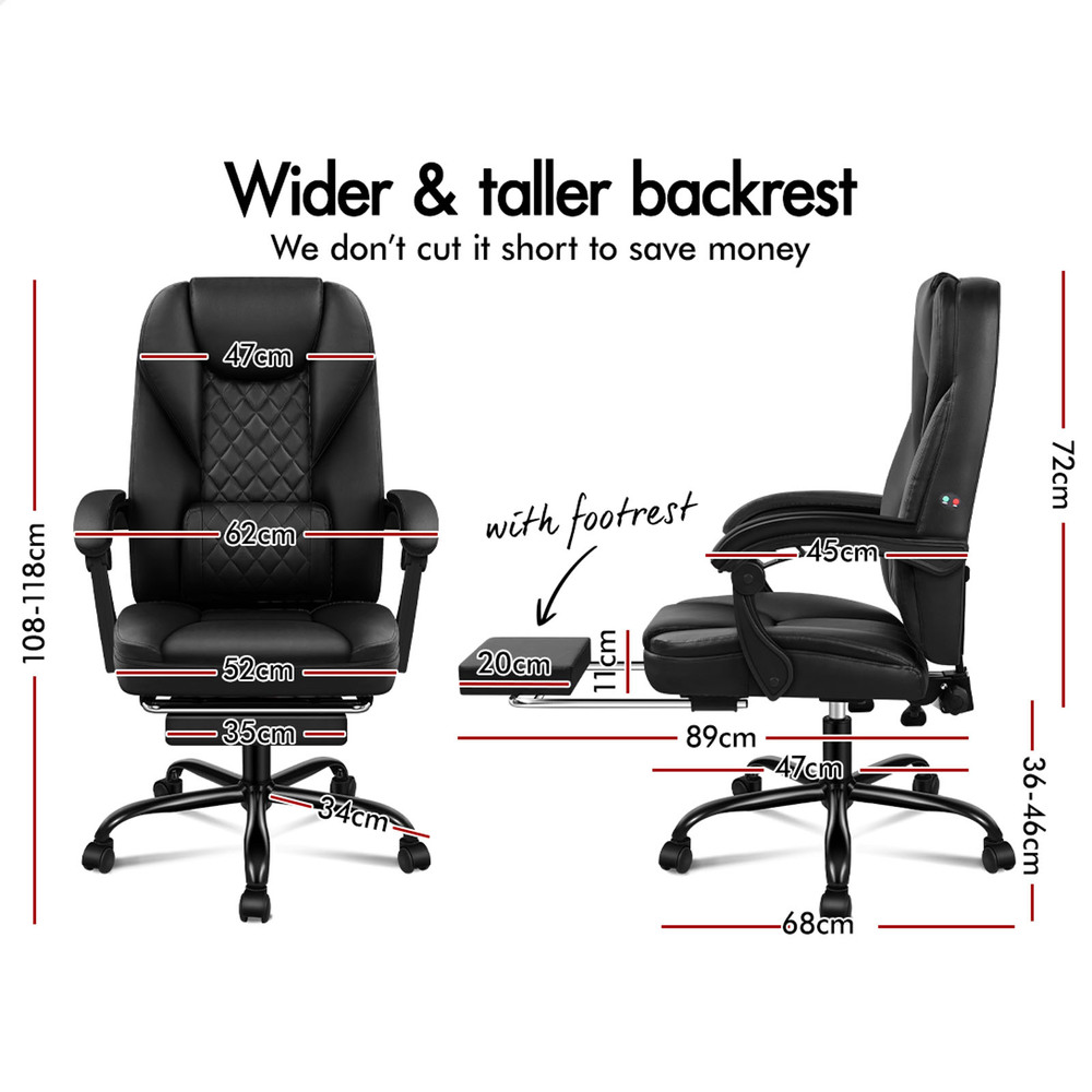 ALFORDSON Massage Office Chair Executive Computer Seat Racing Work Recliner - Picture 10 of 43