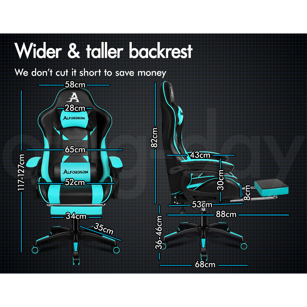 ALFORDSON Gaming Office Chair Massage Racing 12 RGB LED Computer Work Seat - Picture 119 of 267