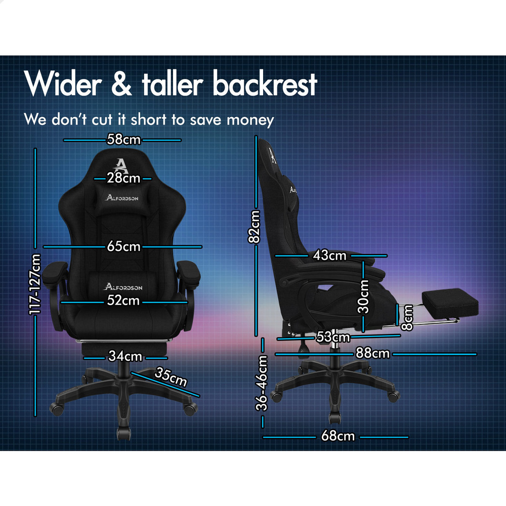 ALFORDSON Gaming Office Chair Massage Racing 12 RGB LED Computer Work Seat - Picture 179 of 267